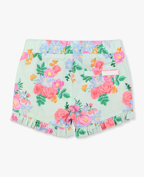 Lina Floral Ruffle Trim Woven Shorts