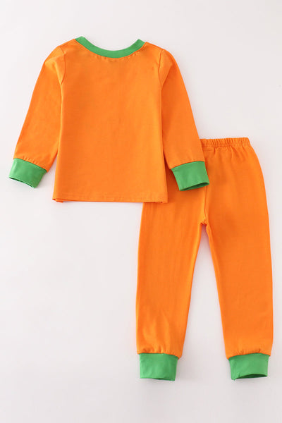 Jack O Lantern Embroidery Pajama Set: 12m