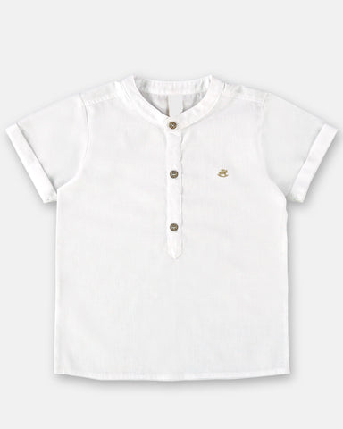 White Linen Short Sleeve Shirt