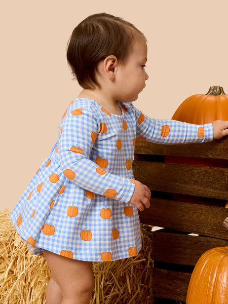 Pumpkin Gingham Top & Bloomer Set