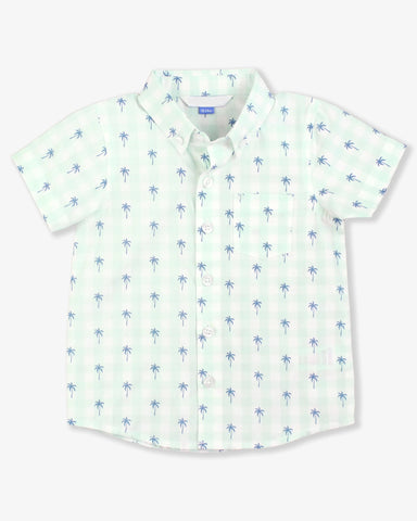 Tropical Gingham Button Down Shirt