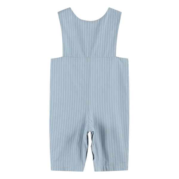 Light Blue Pinstripe Smocked Overall