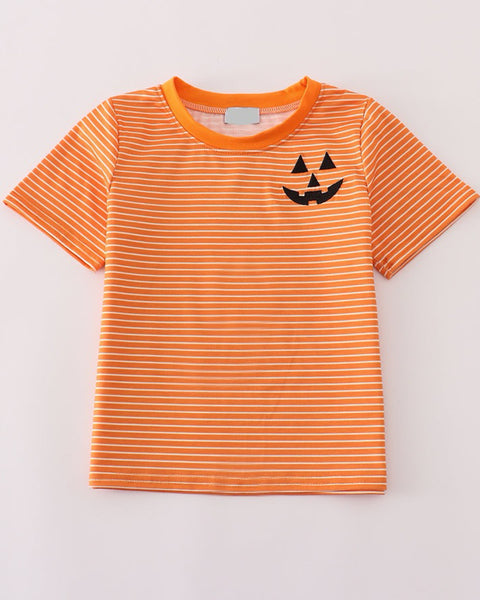 Jack O Lantern Orange Stripe Top: 2T & 3T