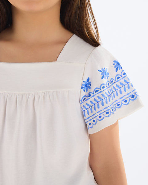 Thira White/Blue Top