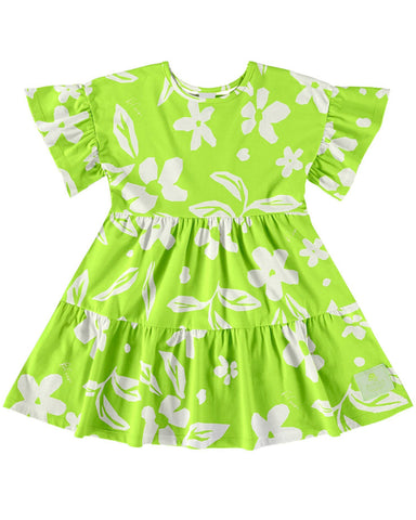 Neon Green Floral Dress