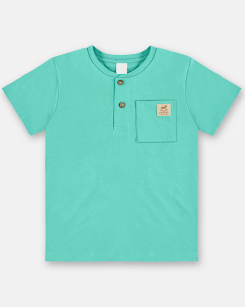 Aqua Button Tee: 2T & 4T