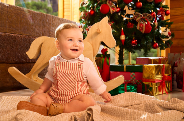 Red Yarn Dyed Woven Overall: 6-9m