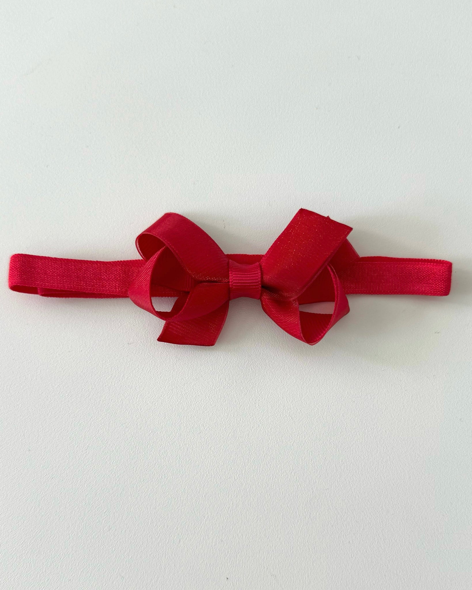 Red Tini Organza and Grosgrain Headband Bow