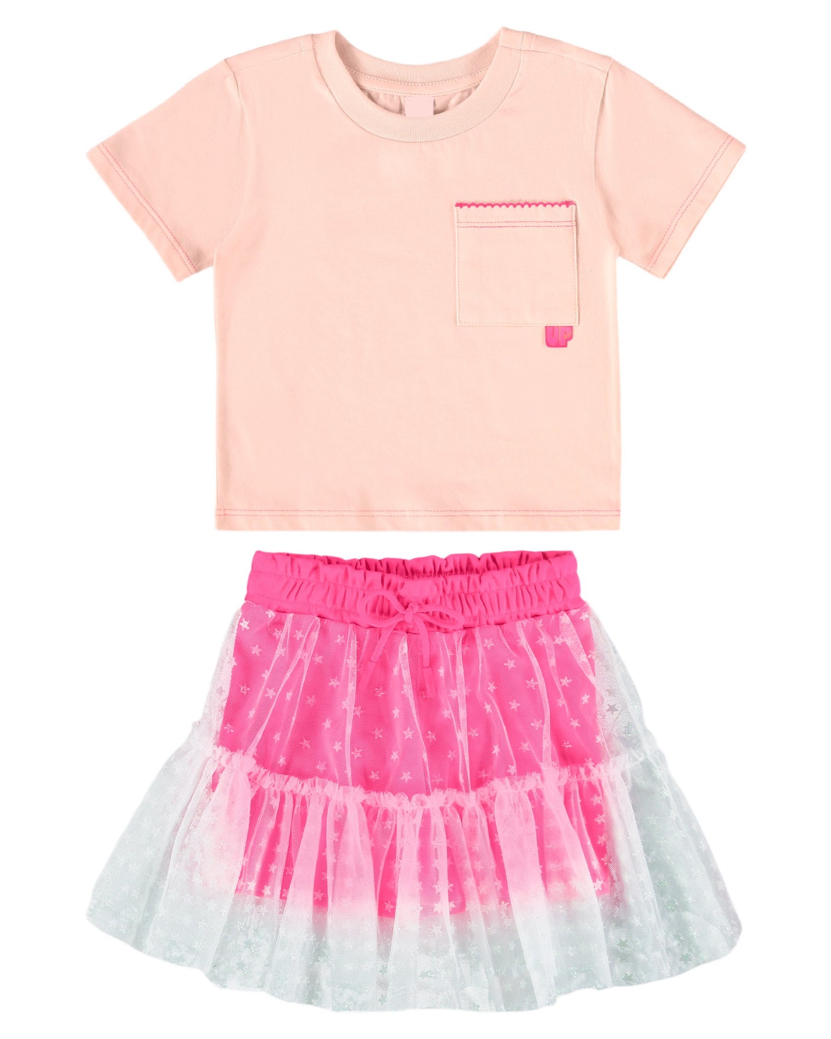 Pink Star Tulle Skirt Set