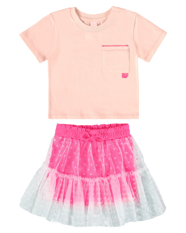 Pink Star Tulle Skirt Set