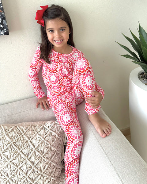 Pink & Red Kaleidoscope Hearts Pajama Set