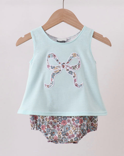 Floral Bow Bubble Romper