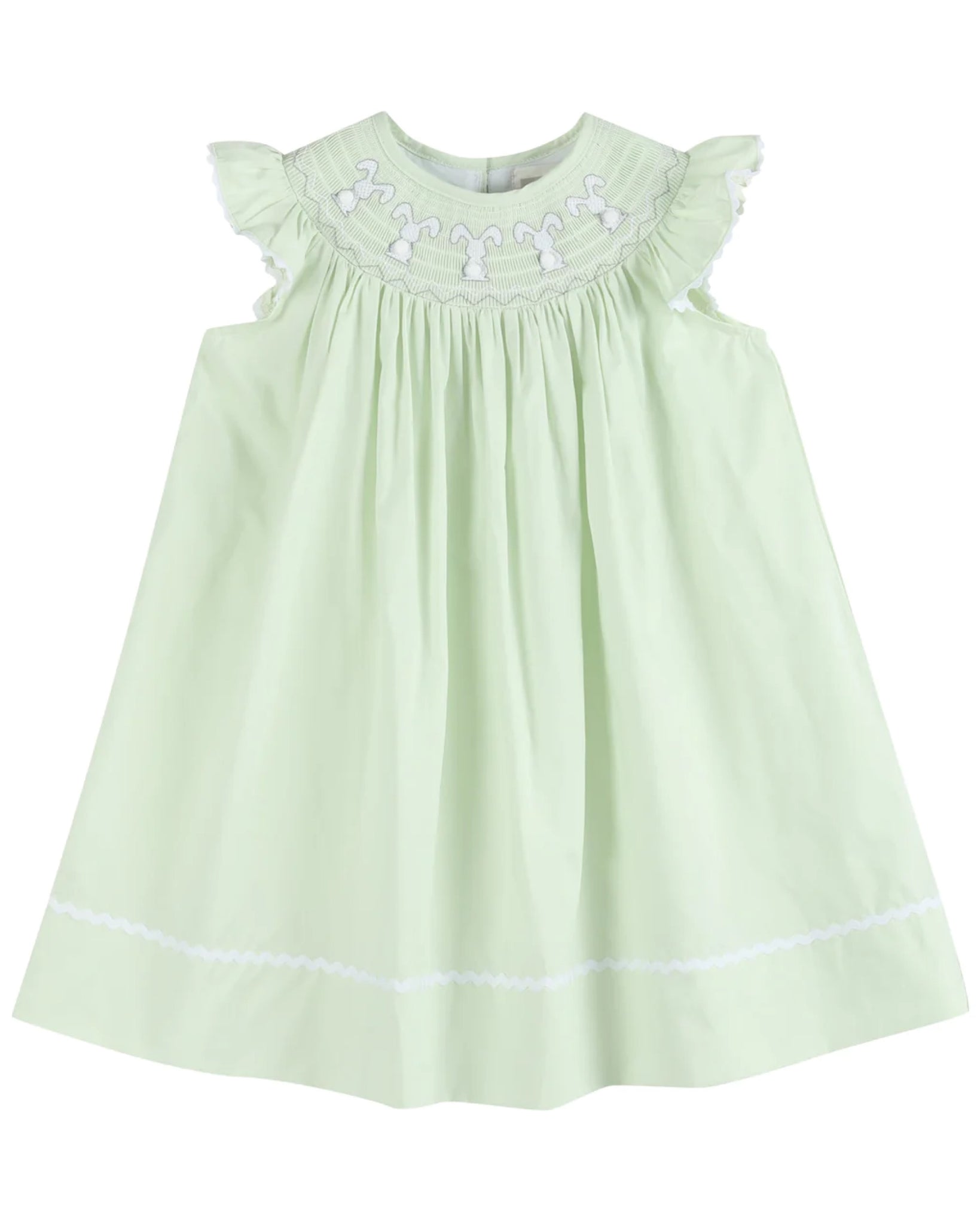 Pale Green Bunny Smocked Dress