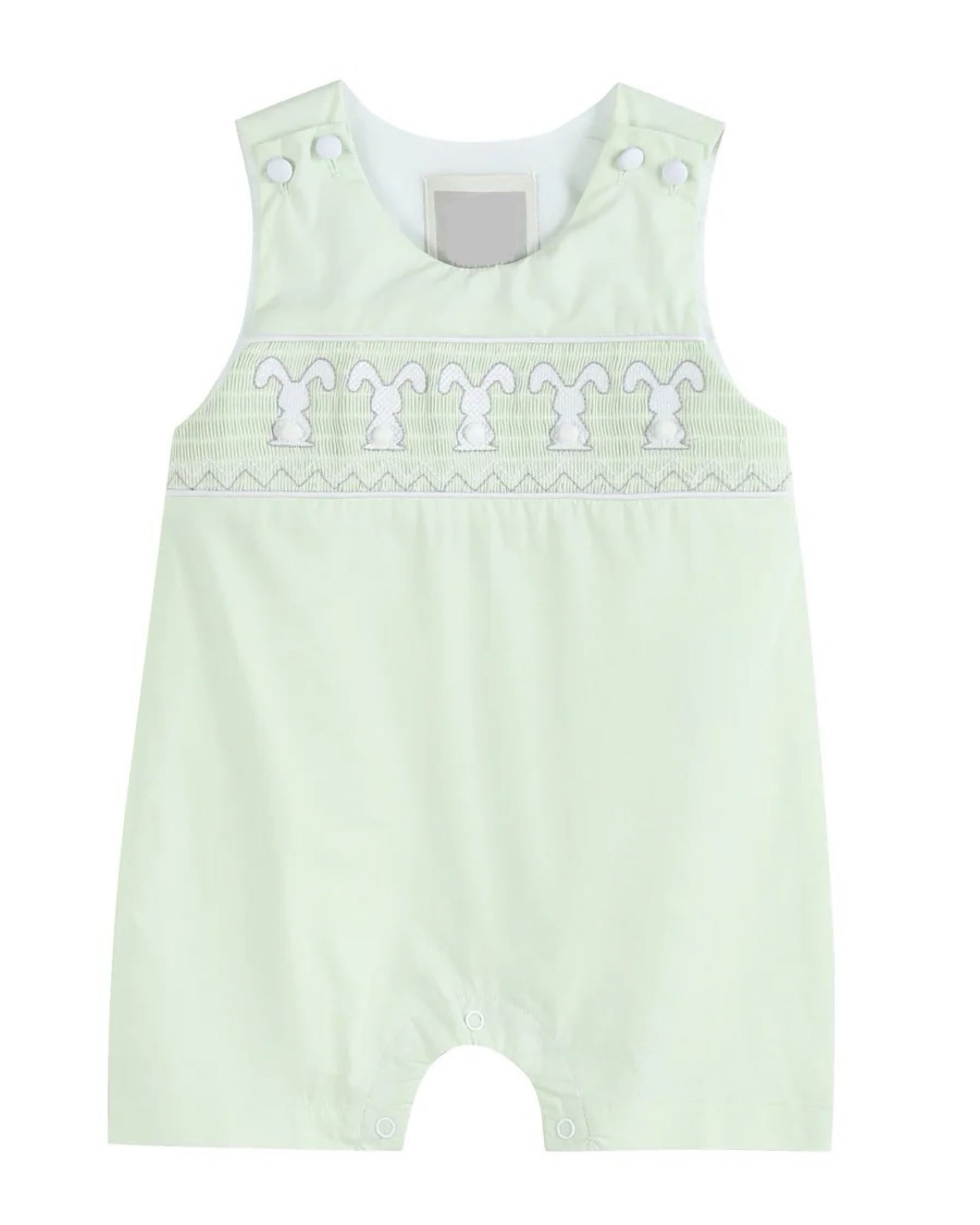 Pale Green Bunny Smocked Overall