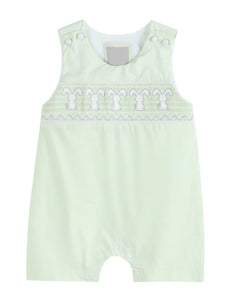 Pale Green Bunny Smocked Overall