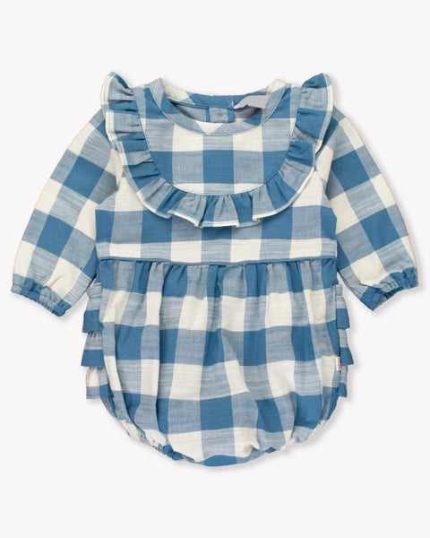 Blue Plaid Bubble Romper