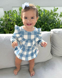 Blue Plaid Bubble Romper