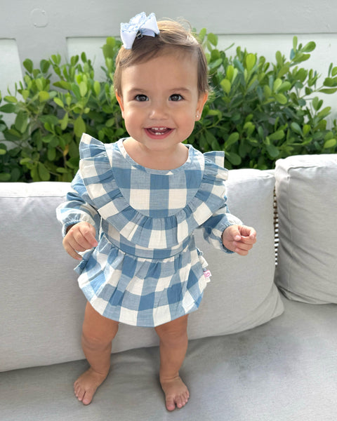 Blue Plaid Bubble Romper