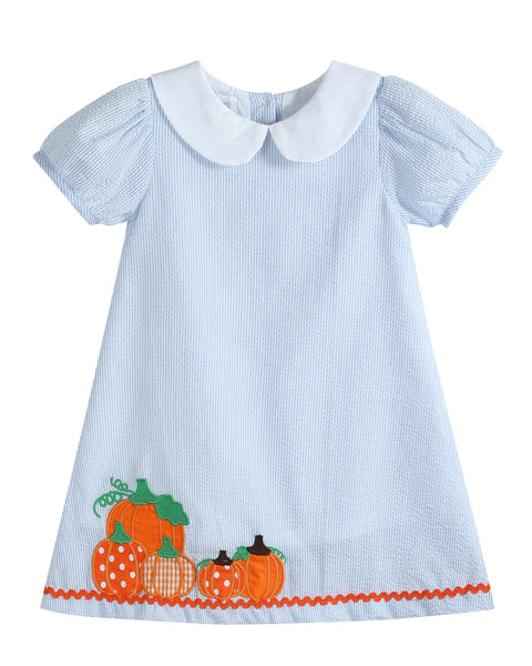 Light Blue Seersucker Pumpkin Dress