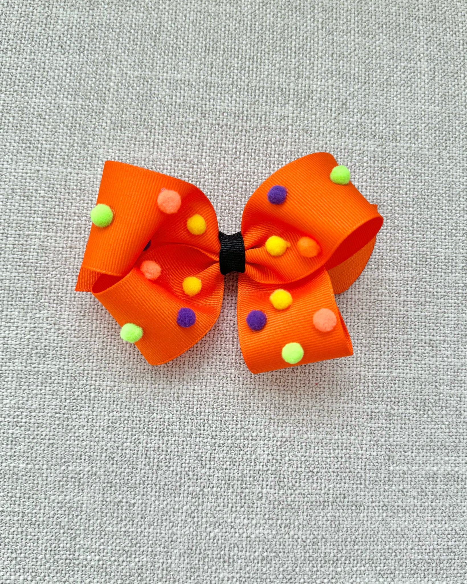 Pom Pom Orange Hair Bow