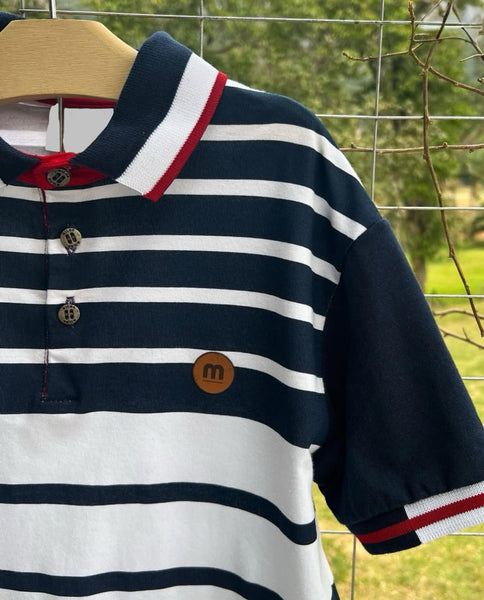 Navy Striped Polo
