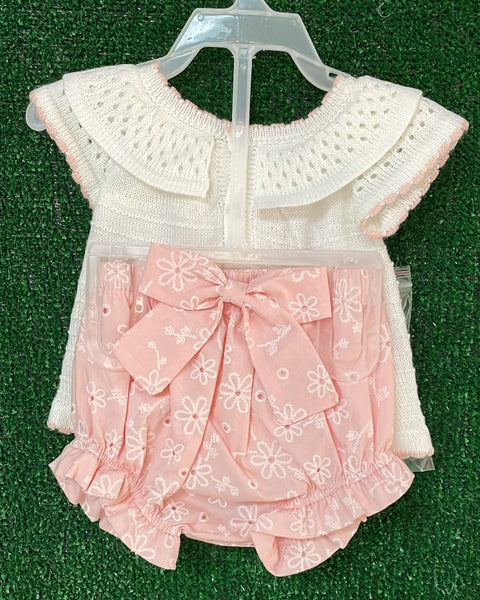 Baby Girl Knitted/Eyelet Set with Booties