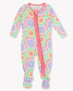 Colorful Kaleidoscope Hearts Zipper Footie Pajama