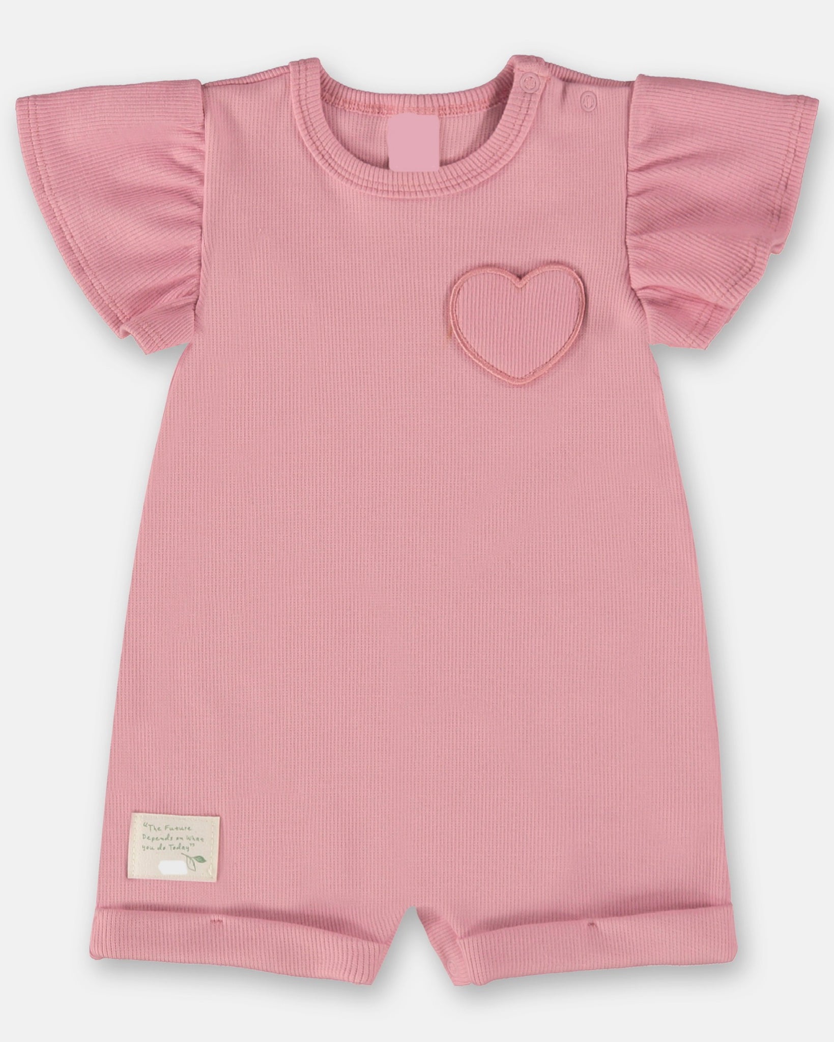 Ribbed Heart Pink Romper