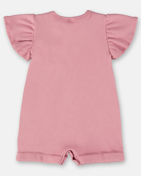 Ribbed Heart Pink Romper: 9-12m & 12-18m