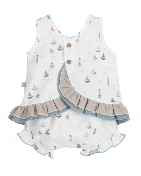 Nautical Dress with matching Bloomers