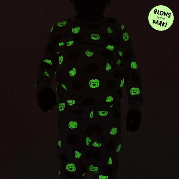 Pumpkin Glow in the Dark Zipper Pima Unisex Footie Pajama