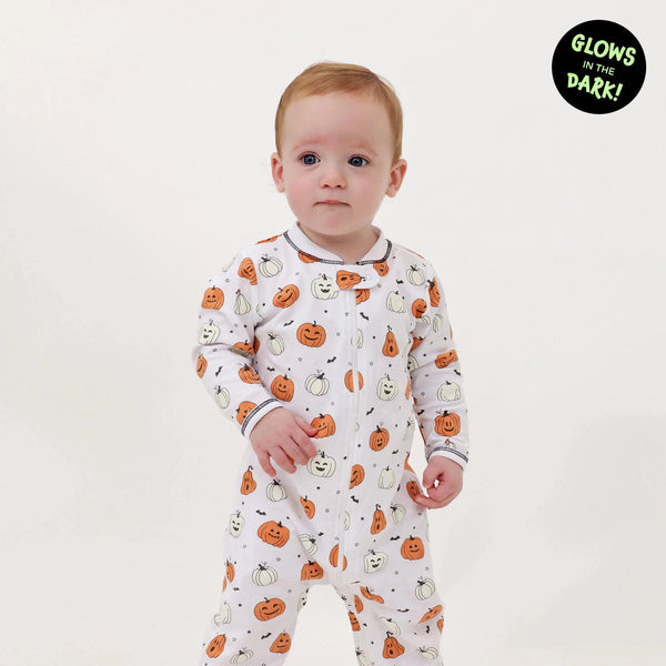 Pumpkin Glow in the Dark Zipper Pima Unisex Footie Pajama