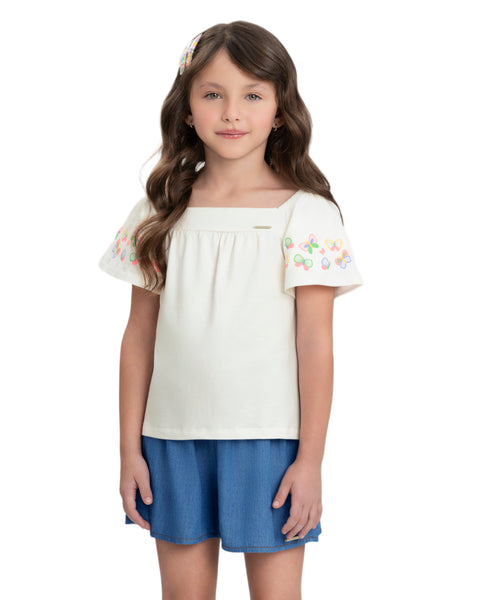 Butterflies Off White Top
