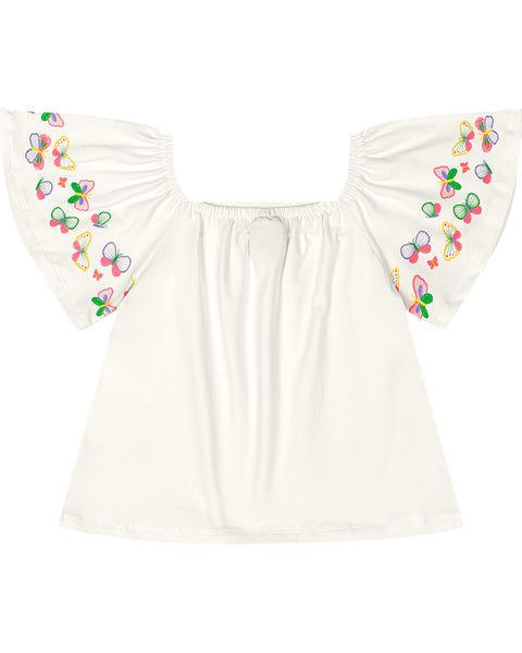 Butterflies Off White Top