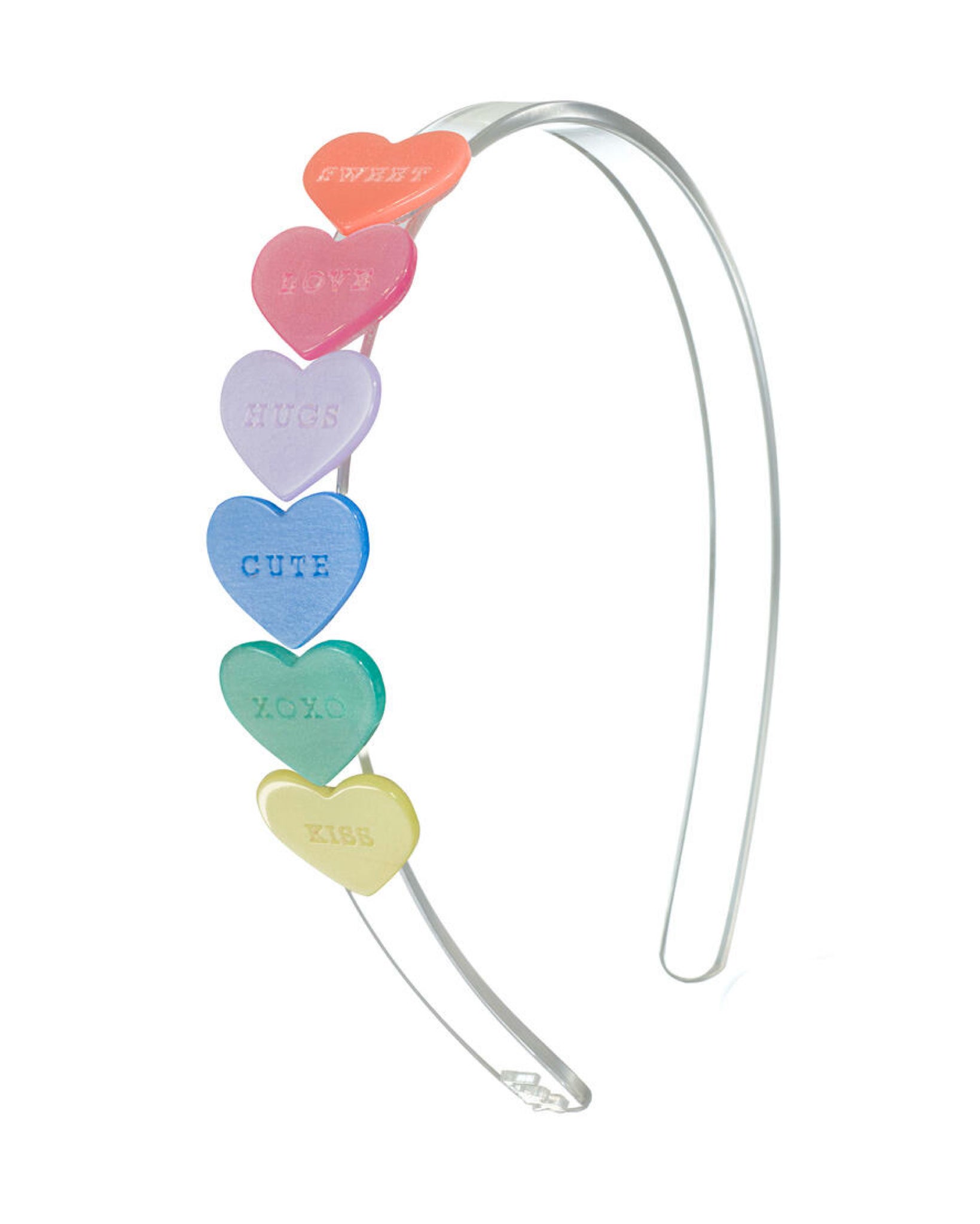 Pastel Candy Hearts Acrylic Headband