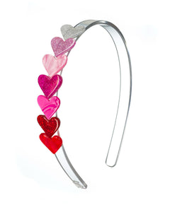 Mini Hearts Red Glitter Acrylic Headband