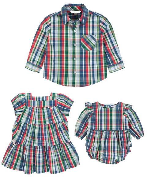 Jolly Plaid Bubble Romper