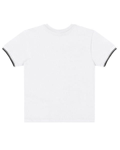 White Piquet T-Shirt with navy detail