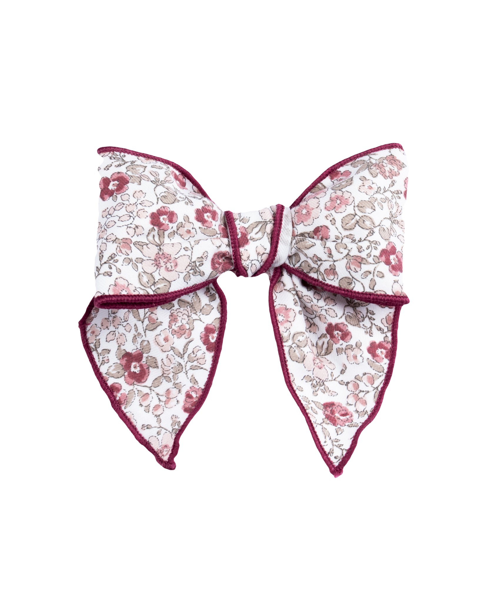 Burgundy Floral Hair Bow