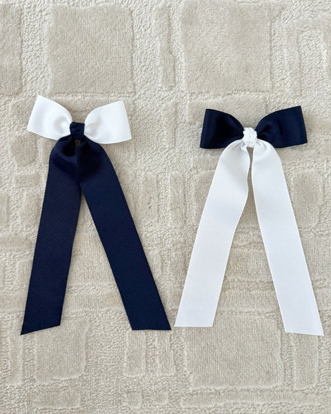 Two Tone Hair Bowtie with Streamer Tail