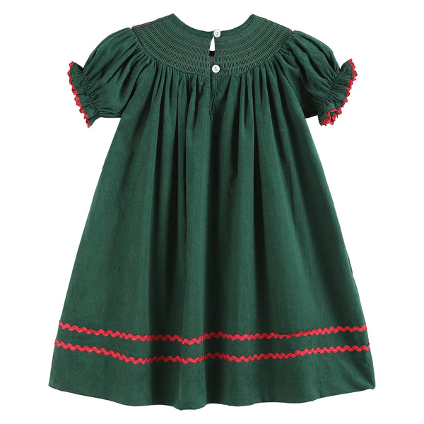 Green Mistletoe Smocked Bishop Dress: 18-24m