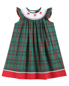 Plaid Santa Bishop Dress: 4T