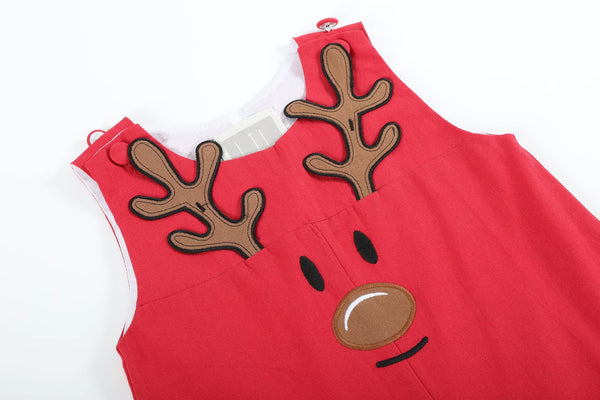 Red Reindeer Pocket Overall