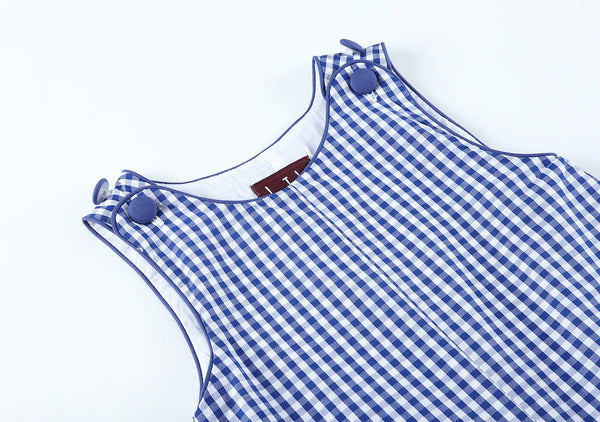 Blue Gingham Overalls