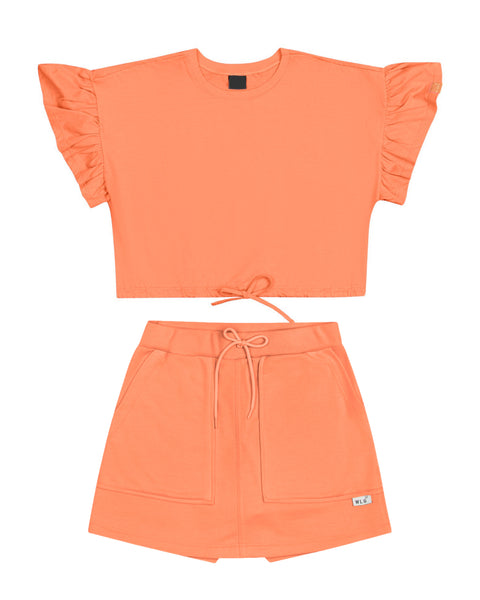 Orange Crop Top & Skort Teen Set