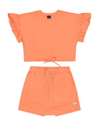 Orange Crop Top & Skort Teen Set