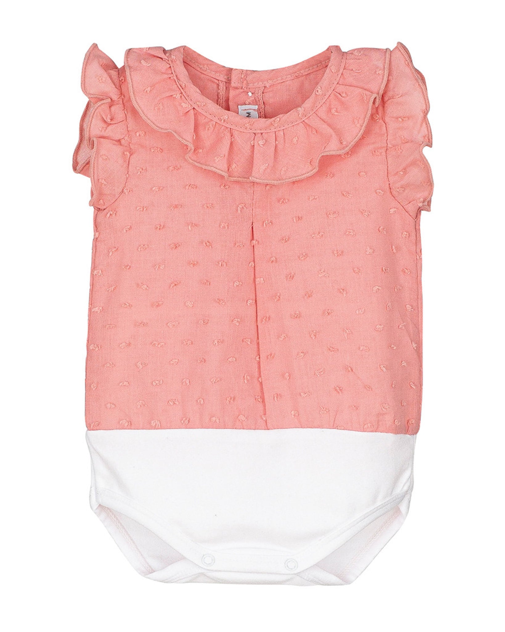 Swiss Dot Collared Bodysuit - Coral