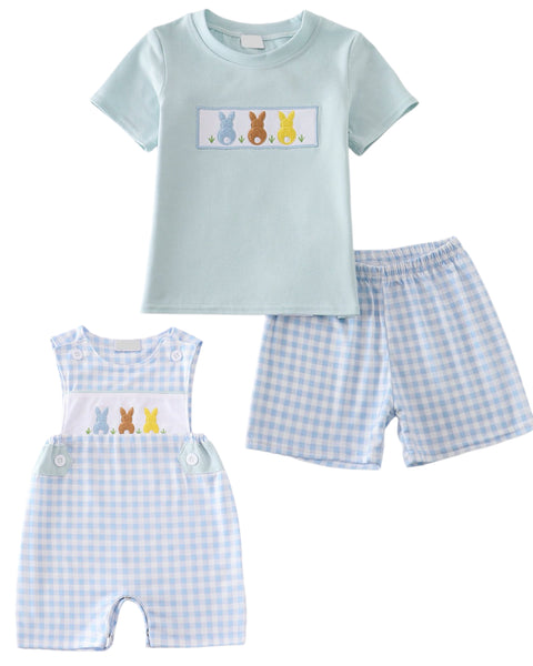 Blue Gingham Bunny Set