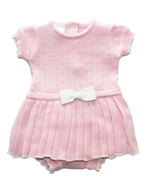 Pink & White Knitted Dress with Bloomer