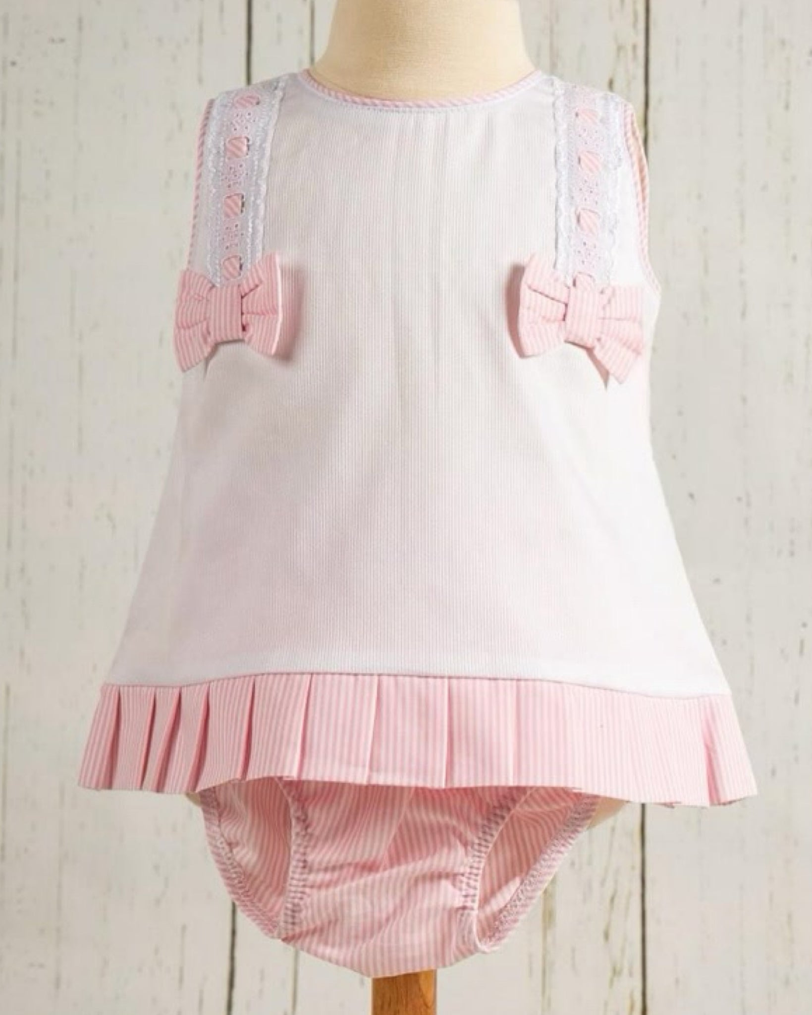 Jimena Pink Stripe Pique Set